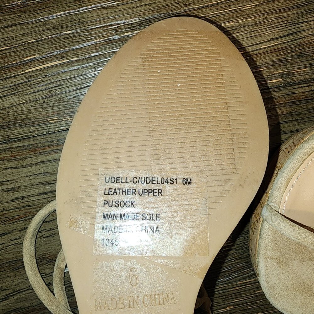 STEVE MADDEN Women's Udell Strappy Platform Wedge Sandals NWT TAN SUEDE CORK 6M - Picture 8 of 10